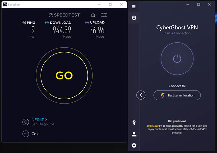 CyberGhost no VPN connection