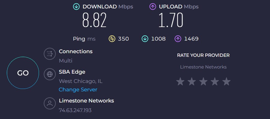 Symlex VPN Chicago-1 server speed